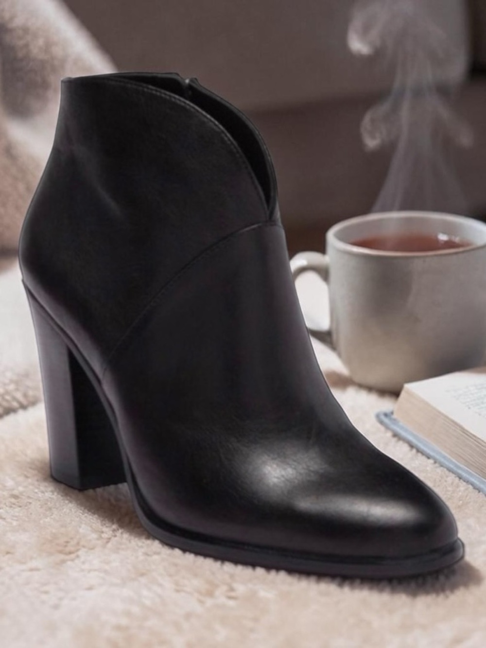 Vince Camuto Black Franell Leather Western Bootie 6 1/2